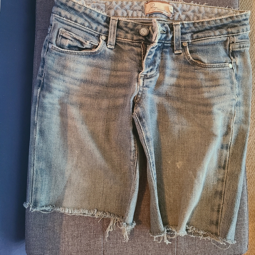 Paige Laurel Canyon denim vintage Y2K homemade cut-off shorts, size 24
